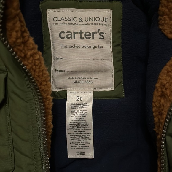 Carters Boys 2T parka - Picture 2 of 3